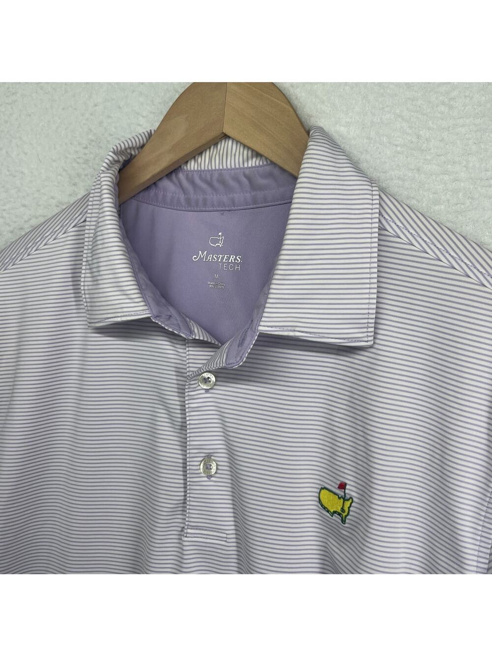 MASTERS TECH Shirt Mens M Tournament Augusta National Golf Striped Purple